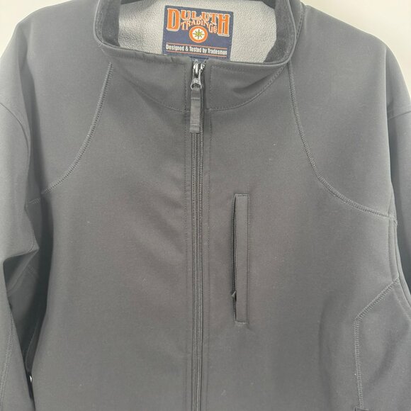 Duluth Trading Co Mens Black Softshell Jacket XL Nylon Fleece Lined Full-Zip - Picture 4 of 8